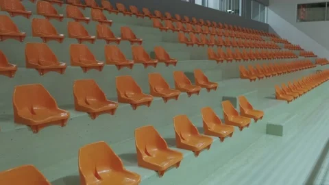 Empty stands in the hall due to a COVID-19 pandemic. Stock Footage 145402896