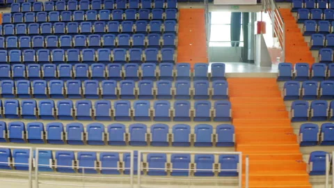 Empty stands in the hall due to a COVID-19 pandemic. Stock Footage 155433327