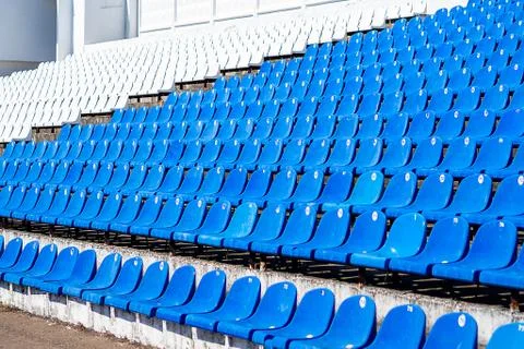 Empty stands at the stadium. Stock Photos