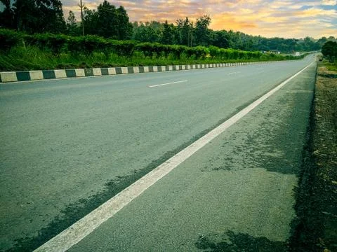 Empty state highway with a low angle view Stock Photos