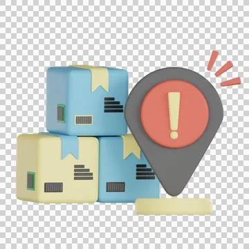 Empty states 3d icon alert location delivery package shipping concept Stock Illustration