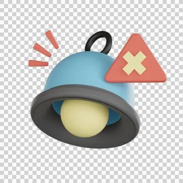 Empty states 3d icon alert bell notification error symbol warning sign red .. Stock Illustration