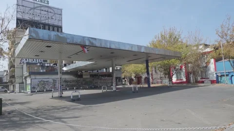 An empty station by and destroyed by the coronavirus Stock Footage 136350428