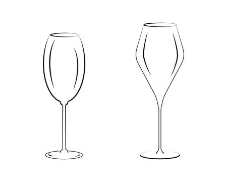 Empty Stemmed Wine Glasses Outline Icon Sticker Pictogram Label Infographic Stock Illustration