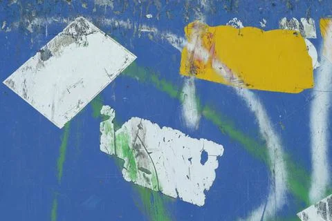 Empty stickers,grunge background,smeared sprayed paint,copy space Stock Photos
