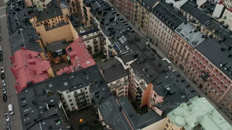 Empty Stockholm city from above during Coronavirus Covid19 pandemic outbreak. Stock Footage 153261953