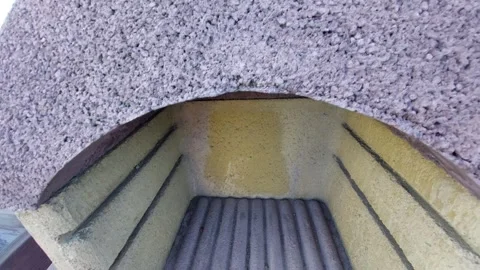 Empty stone outdoor fireplace or garden grill before lighting a fire 库存影片 333643306