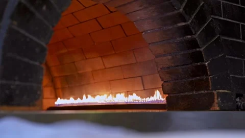Empty Stone Oven Heating With Gas Flames 스톡 동영상 334797287