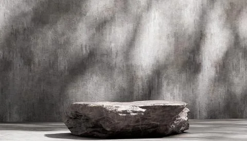 Empty stone podium display stand concrete wall background product placement.. Stock Illustration