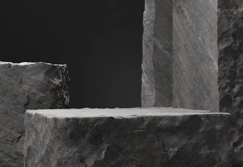 Empty stone slab for display product. Isolated, clipping path included. Stock Illustration