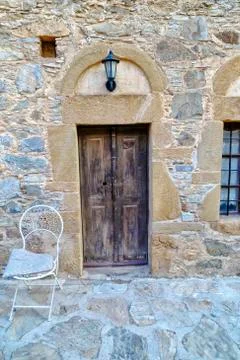 Empty Stone wall with window for background and design Foto stock