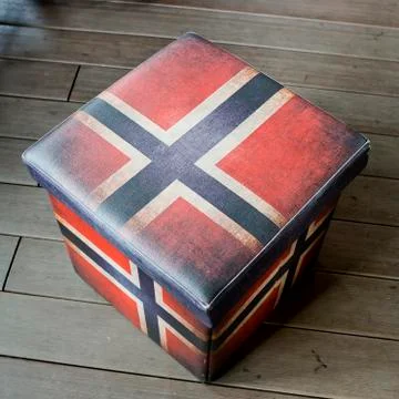 Empty stool box - American Flag graphic useful stool, inside is the box that Stock Photos