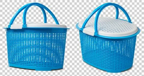 Empty storage basket with lid isolated background Stock Photos
