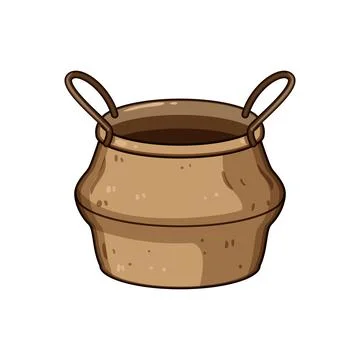 Empty storage pot or basket with handles Stock Illustration
