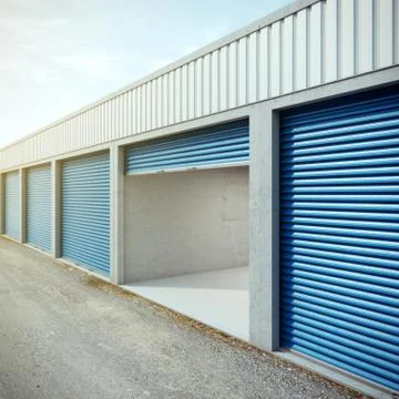 Empty storage unit with opened door 库存插图