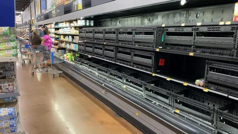 Empty store shelves at Houston area stores durning coronavirus pandemic. 스톡 동영상 126248048