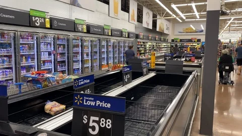 Empty store shelves at Houston area stores durning coronavirus pandemic. 스톡 동영상 126248100