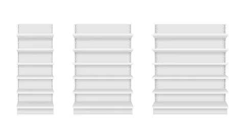 Empty store shelves isolated on background. Retail shelf art design. Vector s Illustrazione stock