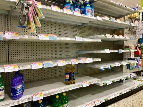 Empty store shelves. Stock Photos