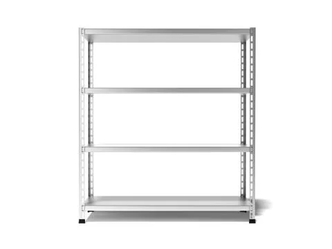 Empty store shelving. 3d rendering Stock Photos
