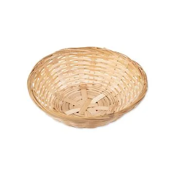 Empty straw basket isolated over white background Stock Photos