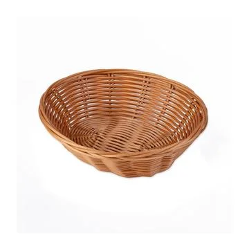 Empty straw basket isolated over white background Stock Photos