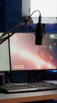 Empty streaming home studio equipped with professional equipment Foto stock