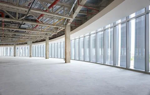 Empty streamlined interior space design Stock Photos