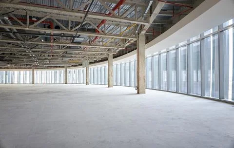 Empty streamlined interior space design Stock Photos