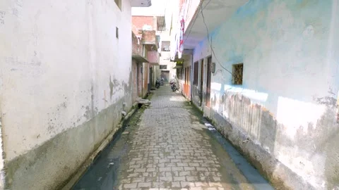 Empty street and small house in city india Stock Footage 340252350