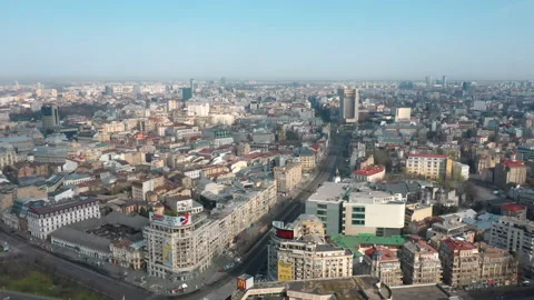 Empty Street in Bucharest, Intercontinental Hotel, Quarantined City. Stock Footage 132280529