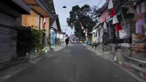 Empty street at dusk, quiet and dimly lit Stock Footage 345146153