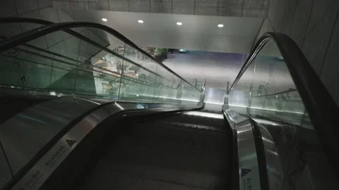 Empty Street Escalator moving up from Metro or Mall Stock Footage 340183571