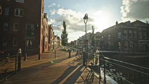 An Empty Street in Gouda, The Netherlands Stock-Footage 165307178