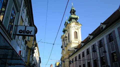 Empty street landstrasse in linz during the covid-19 crisis Stock Footage 127759700