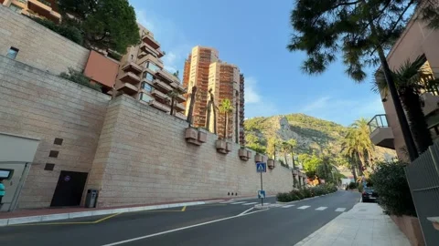 Empty Street in Larvotto Monaco - Static Daytime View Stock Footage 346565052