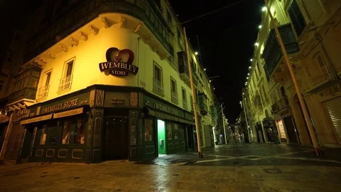 Empty street at night of Malta Stock Footage 77465506
