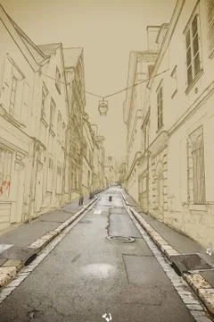 Empty Street in old town Stock Illustration
