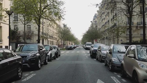 Empty street in Paris during coronavirus lockdown 4K Stock Footage 126752943