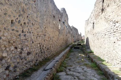 Empty street in Pompeii ruins Foto stock