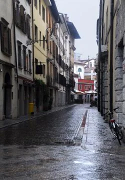 Empty street in the rain Stock Photos