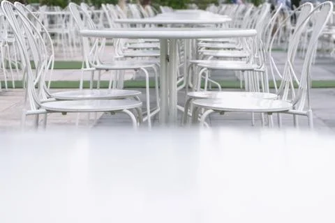 Empty street restaurant Stock Photos