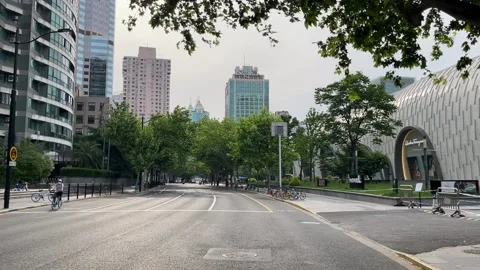 An empty street in Shanghai under lockdown Stock Footage 197406992