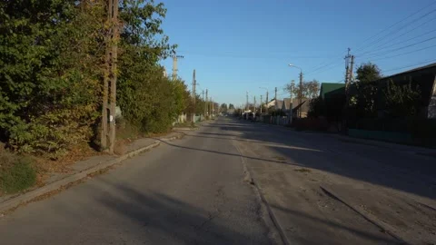 Empty Street Of A Small Poor Town With Bad Roads Stock Footage 143275435