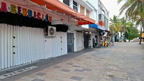 Empty Street View in Playa del Carmen, Mexico Stock Photos