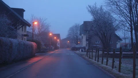 Empty street in a village in winter Stock Footage 264830407