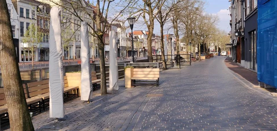 Empty Streets and Benches During Covid-19 Outbreak, the Netherlands Foto stock