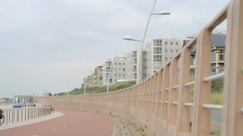 Empty streets and streetlight buildings in scheveningen Stock Footage 213916703