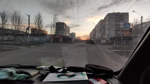 Empty Streets of Bakhmut at Sunset, Nov 30, 2022 Vídeo Stock 316767835