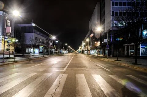 Empty streets. Cities declares curfew to stop spread of coronavirus Stock Photos